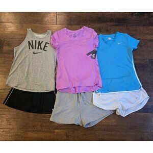 Womens Workout Gym Set Lot Shorts Skirt Tees Tank Nike Energy Zone Wild 6 Items